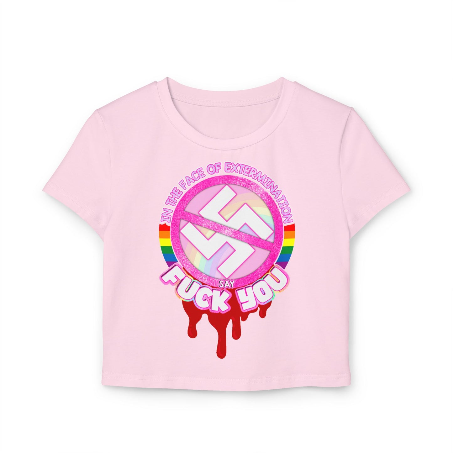 Gay MCR in the face of extermination Anti-Nazi "baby tee" shirt