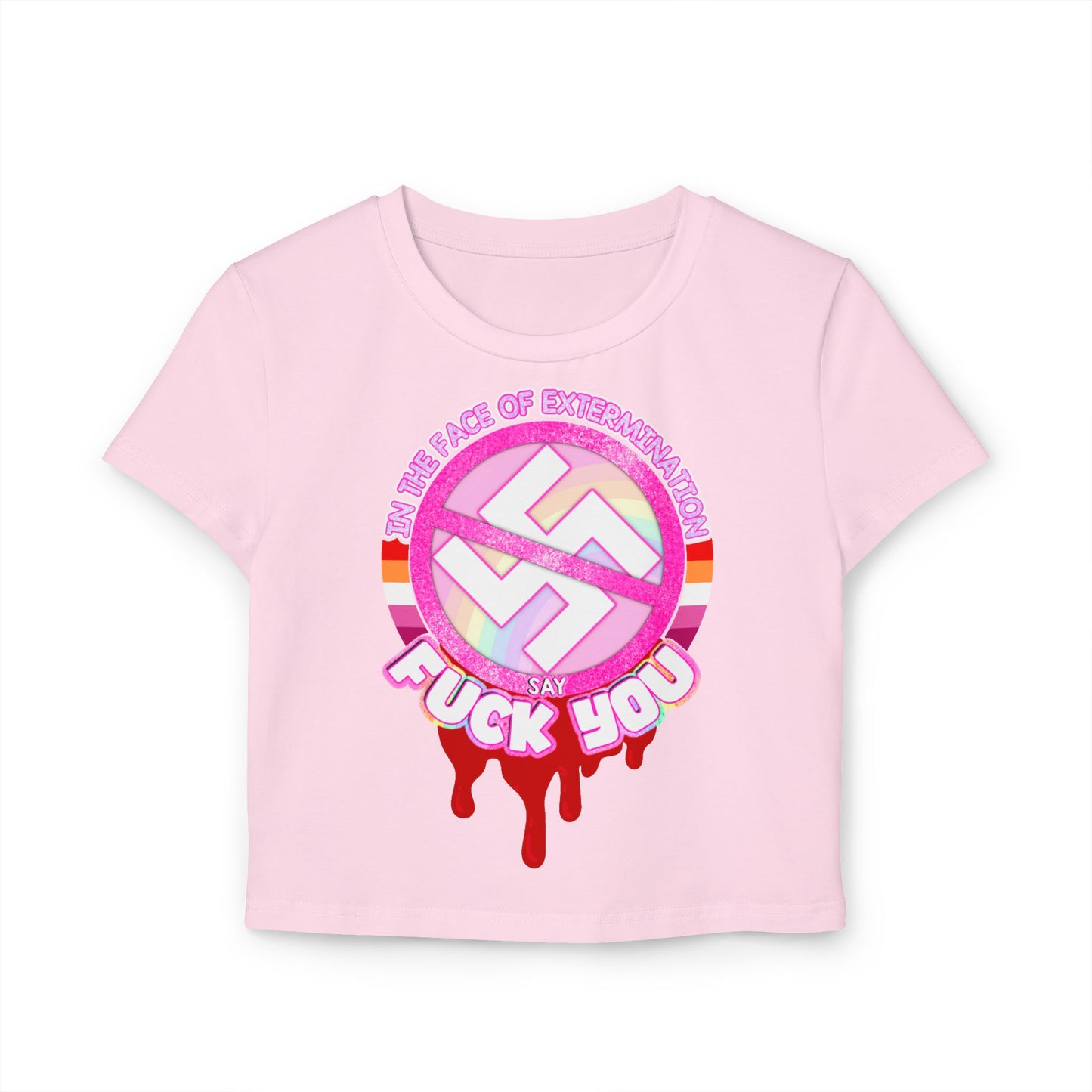 Lesbian MCR in the face of extermination Anti-Nazi "baby tee" shirt