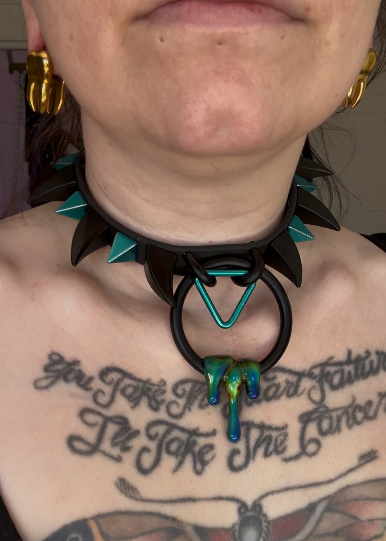 MOOD #3 | Mood Ring color changing powder coated spiked collar