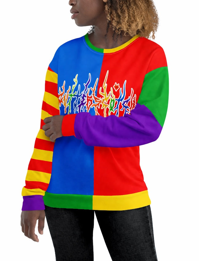 Kidcore Rainbow Metal Logo Color Block Sweatshirt