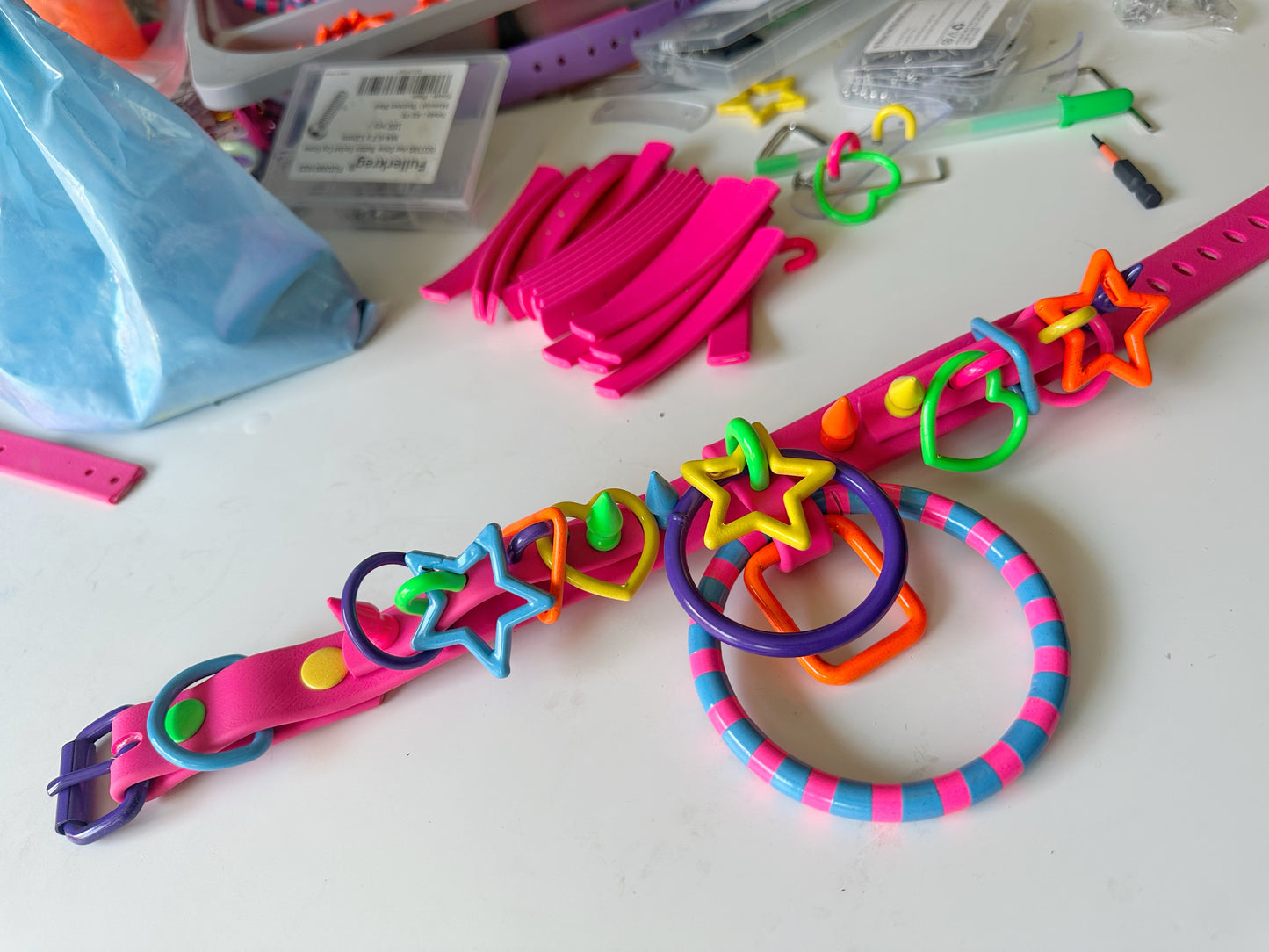 Neon Trinket | 90's Rainbow Kidcore Clowncore Spiked Collar
