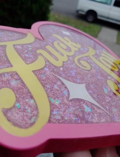 kawaii pastel glitter sparkley iridescent hearts colorful clowncore clown bdsm onlyfans kink paddle pink girly spinkles messyhot WAM smoshing petplay paddle impact toys by gutterscotch