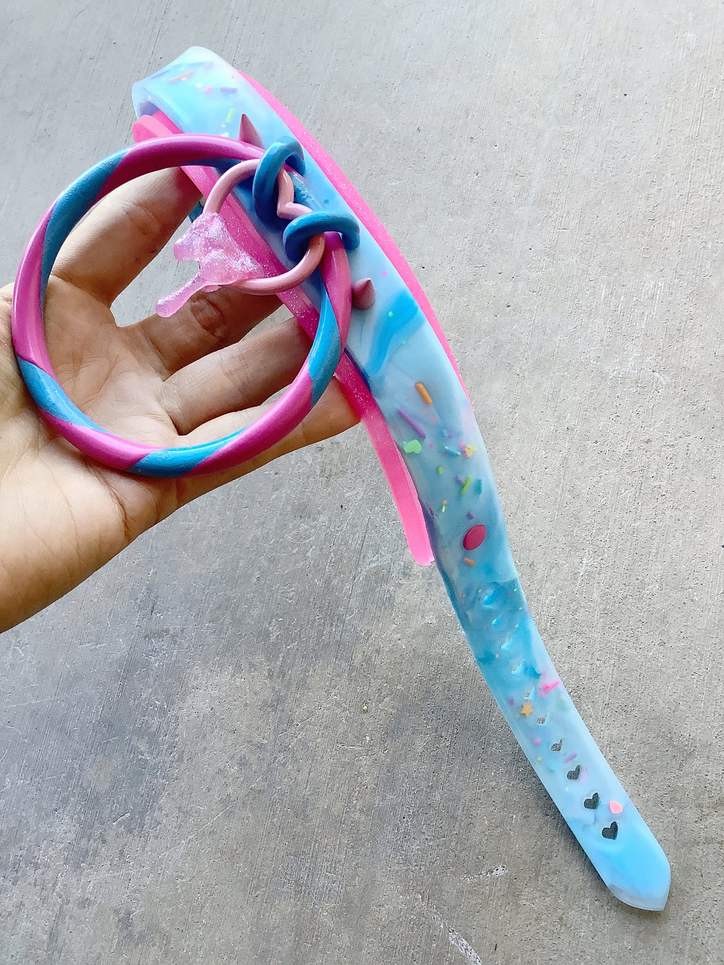 Cotton Candy Sprinkles | Pastel Sprinkles Striped Heart Collar by Guterscotch pastel goth fairy kei cyberpop hyperpop j-fashion jfashion harajuku uchuu kei tokyo streetwear street fashion alt alternative kawaii slime sprinkles food heart