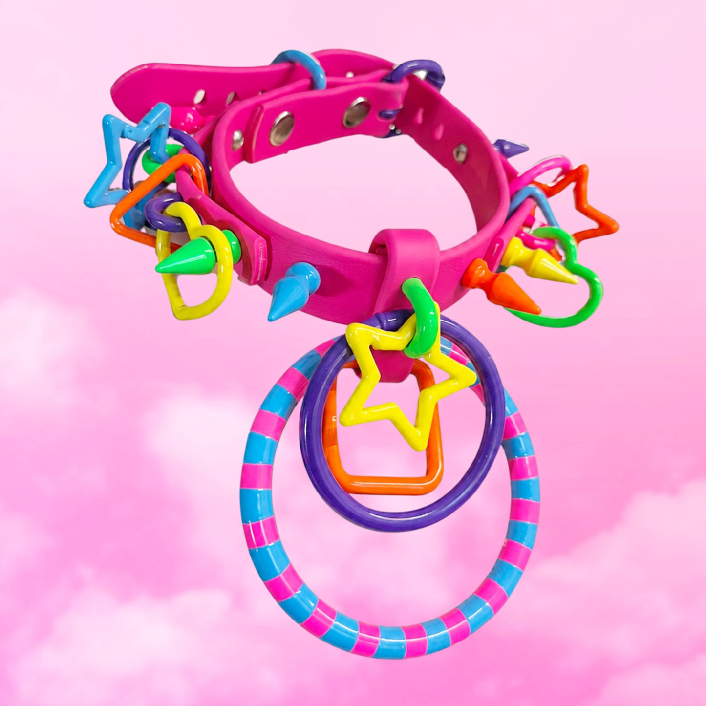 Neon Trinket | 90's Rainbow Kidcore Clowncore Spiked Collar