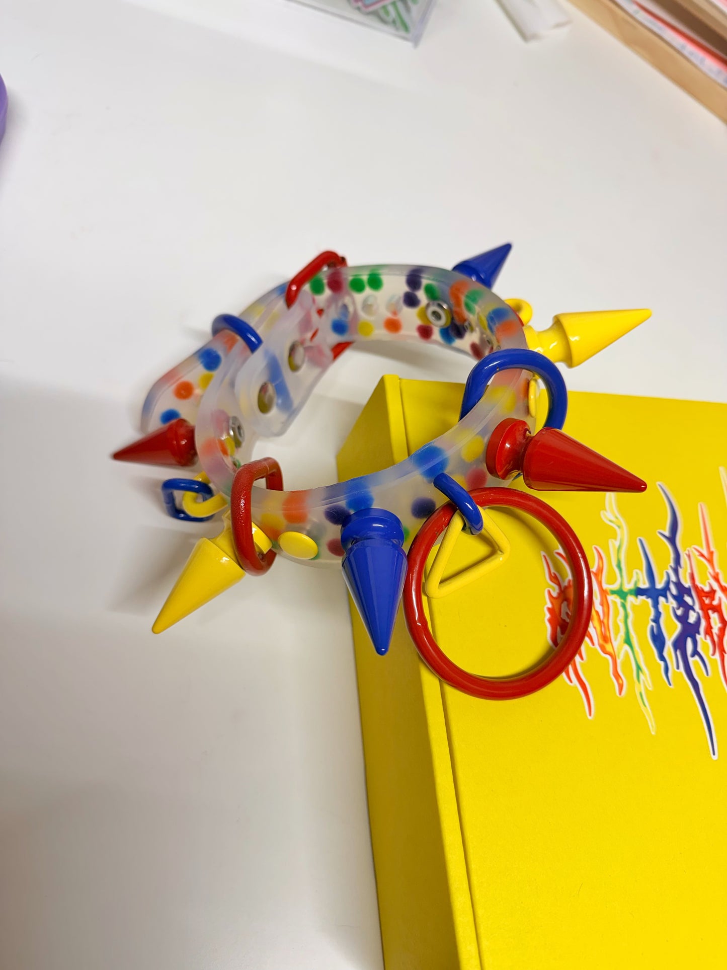 Clowncore #2 | Primary Colored Rainbow Ball Pit Spiked Silicone Clown Collar