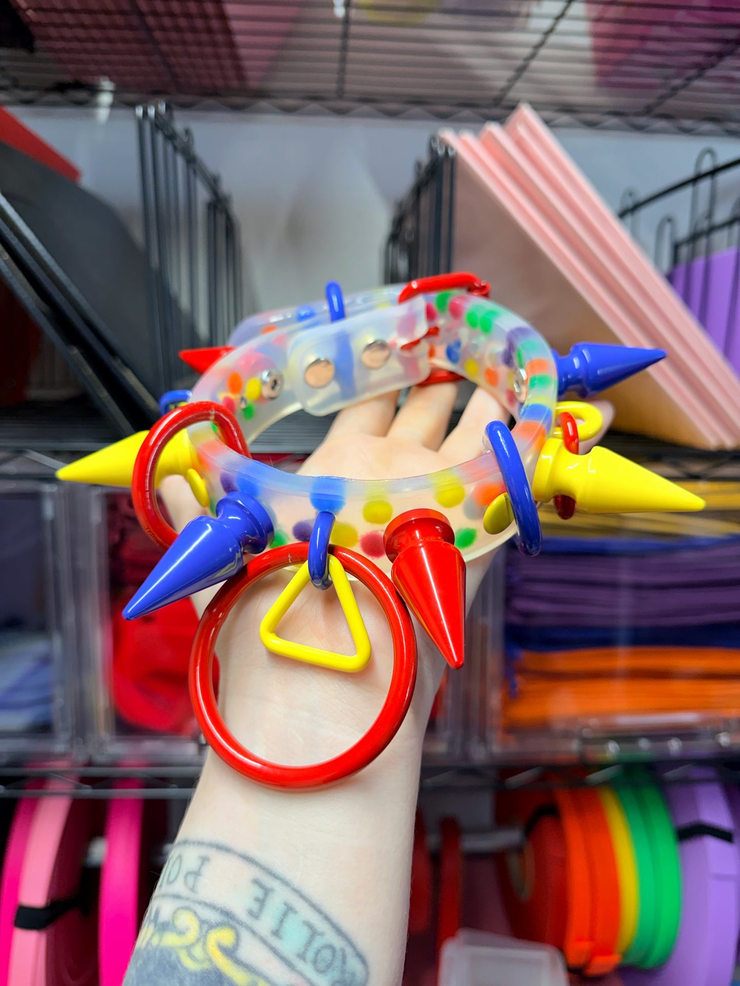 Clowncore #2 | Primary Colored Rainbow Ball Pit Spiked Silicone Clown Collar
