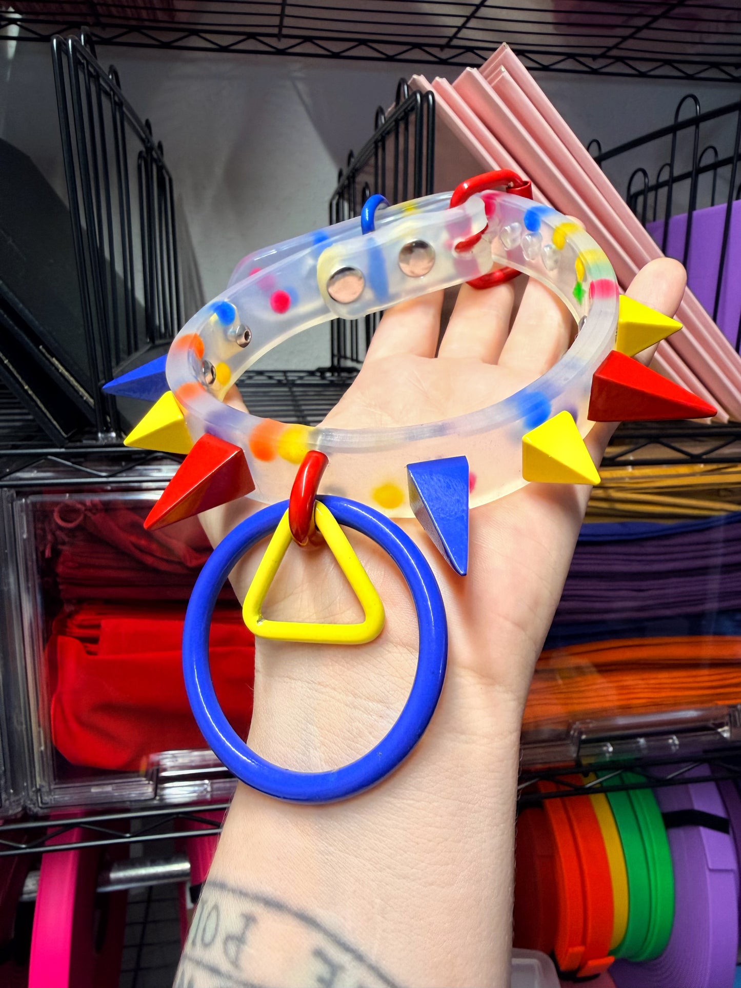 Clowncore #3 | Primary Color Rainbow Silicone Ball Pit strap Powder Coated Clown choker