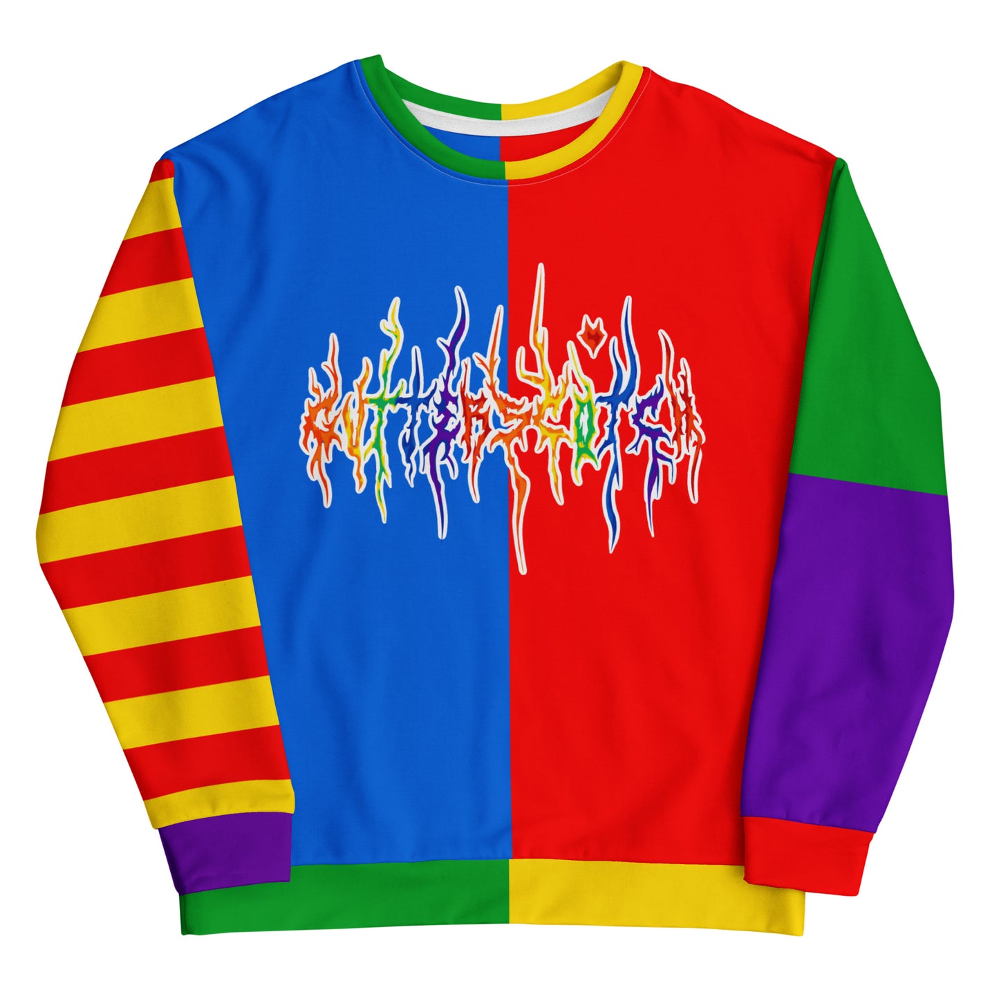 Kidcore Rainbow Metal Logo Color Block Sweatshirt