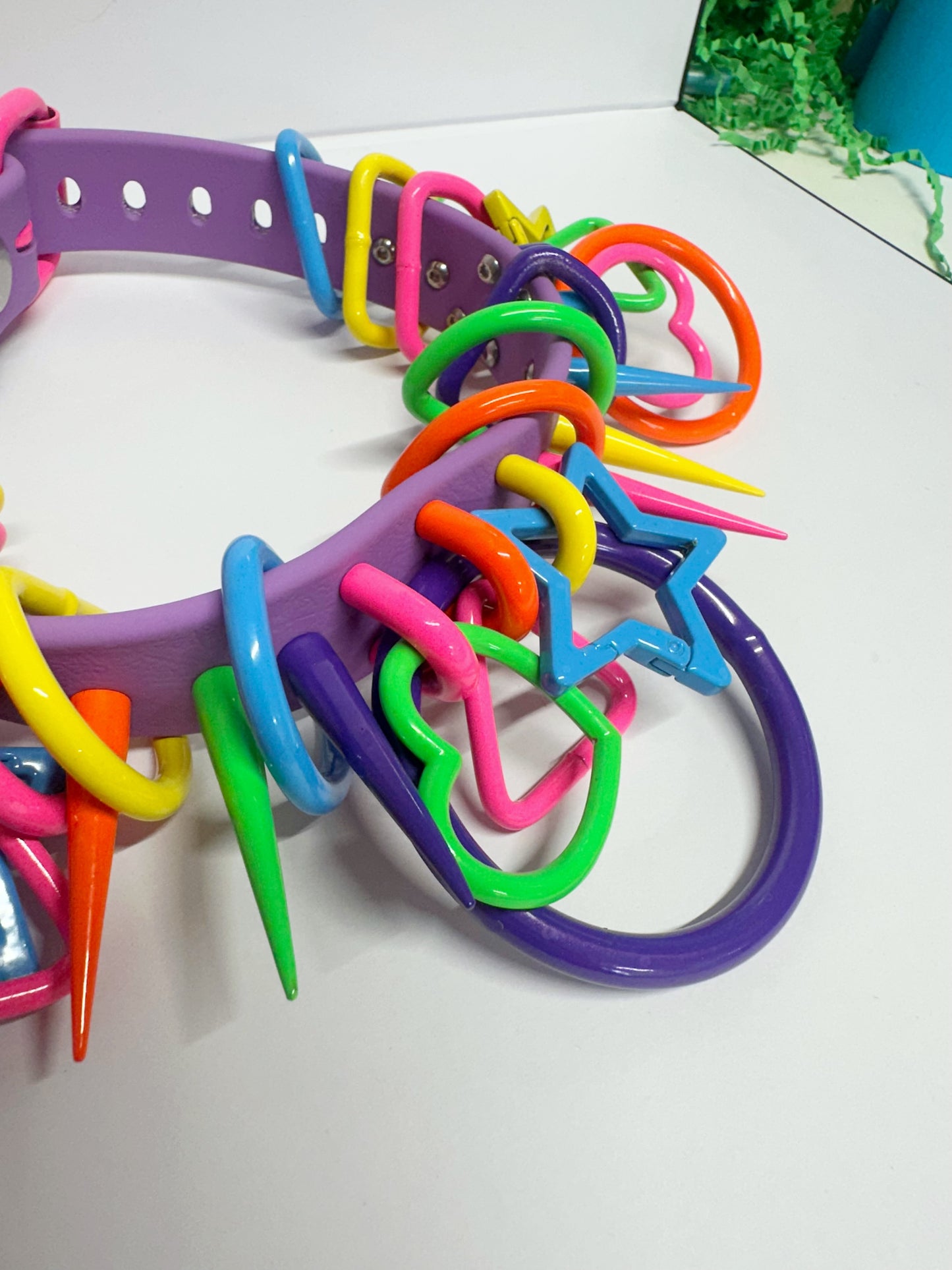 Neon Trinket 2 | 90's Rainbow Kidcore Clowncore Spiked Collar