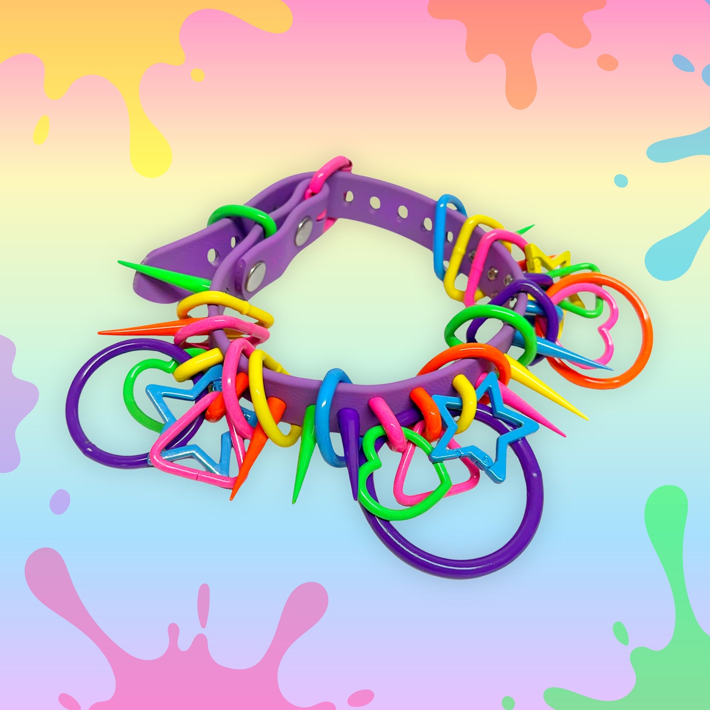 Neon Trinket 2 | 90's Rainbow Kidcore Clowncore Spiked Collar