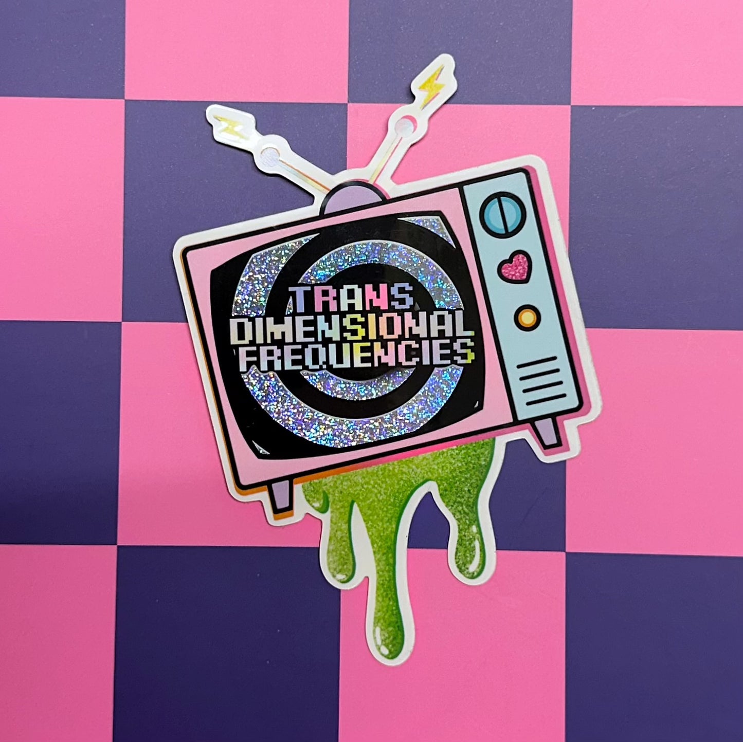 TRANS-Dimensional Frequencies TV Sticker (Holo Glitter Static)