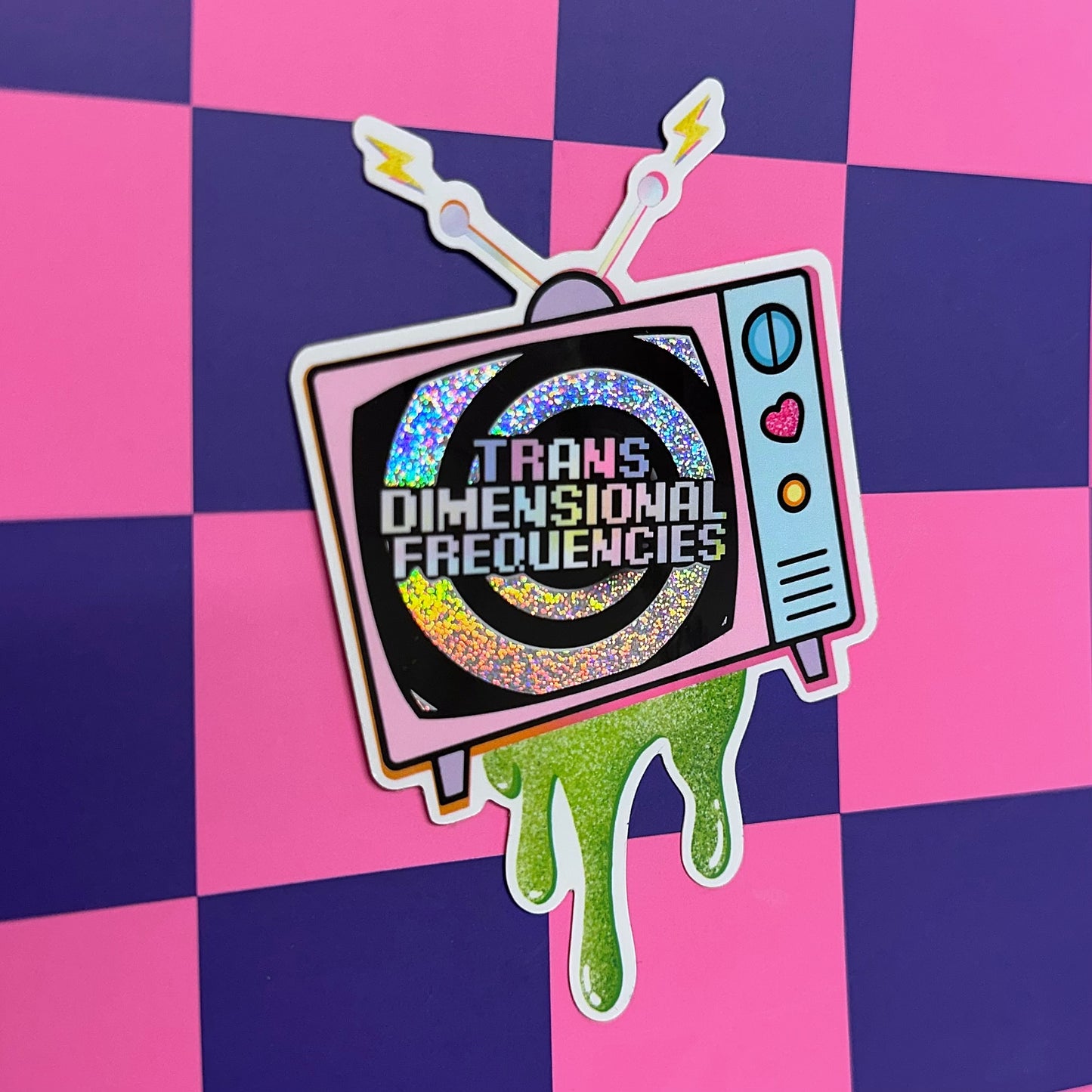 TRANS-Dimensional Frequencies TV Sticker (Holo Glitter Static)