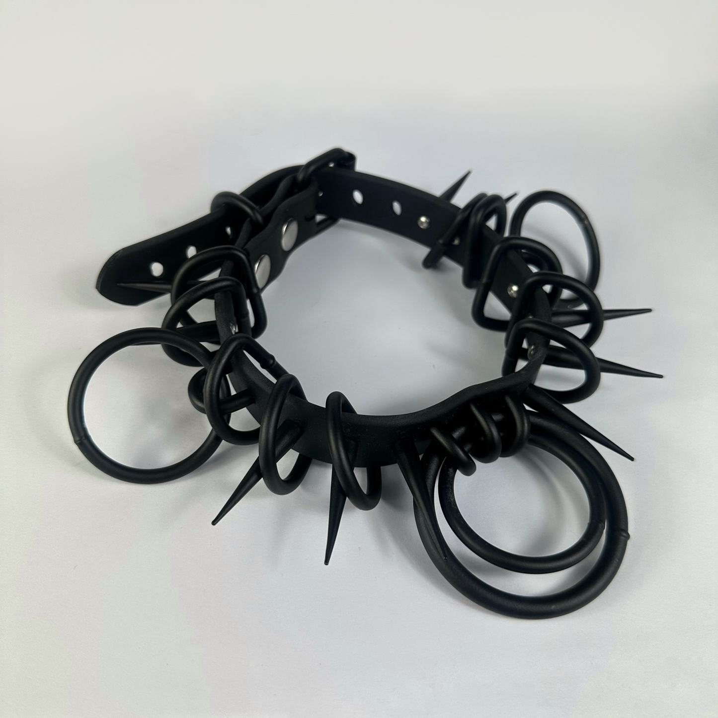 all black powder coated spiked collar