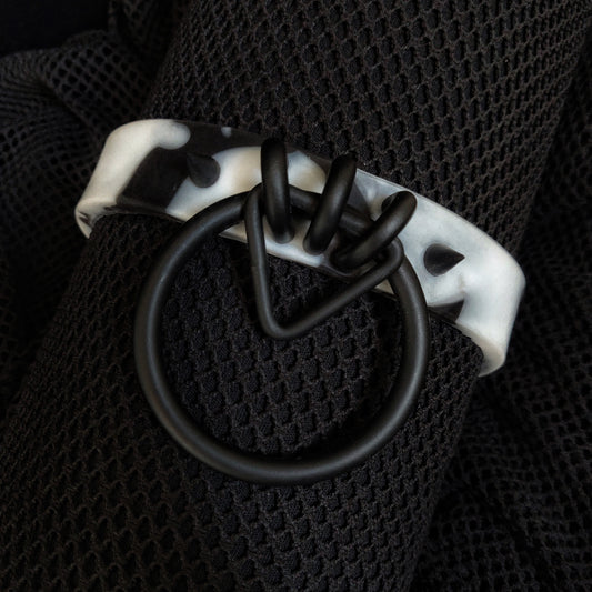 2001 | Black and White Powder Coated Silicone Spiked Collar by Gutterscotch visual kei goth nugoth trad punk DIY aly alternative fashion streetwear harajuku cyberpunk cyber fashion body mod bodymod implants steve haworth fishnet style outfit accessory